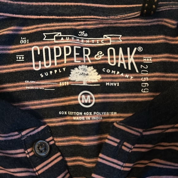 NWT Men’s Size Medium Copper & Oak Pink and Black Striped Shirt - Picture 3 of 4